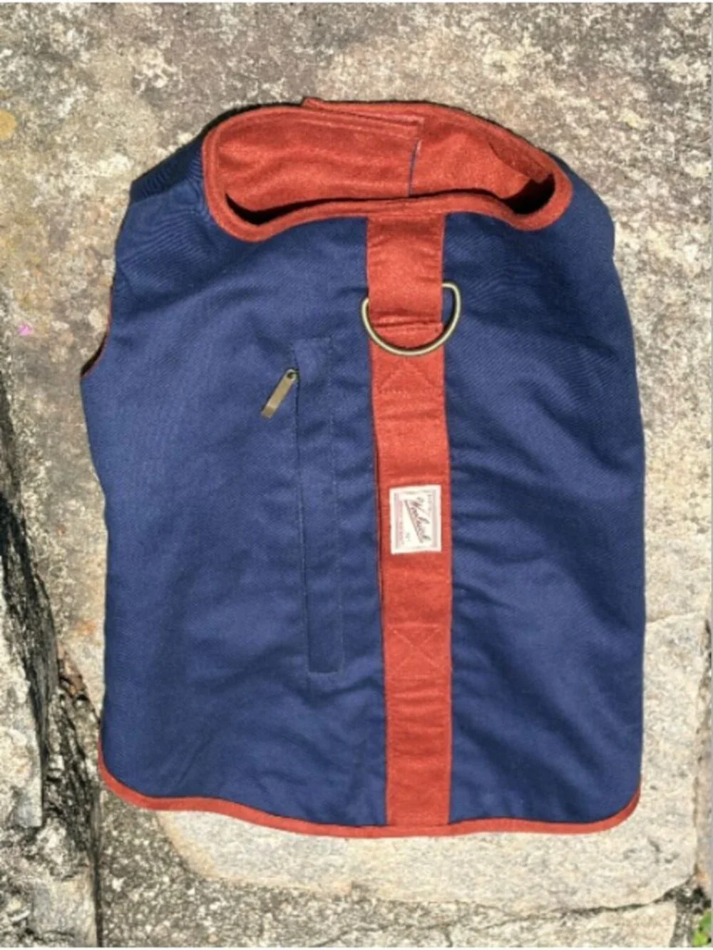 Woolrich Insulated Dog Coat Jacket Navy Rust Medium Durable Adjustable Harness